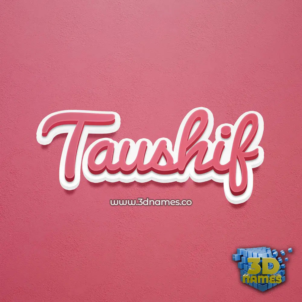 taushif in Red Scribble style - 3D name wallpaper