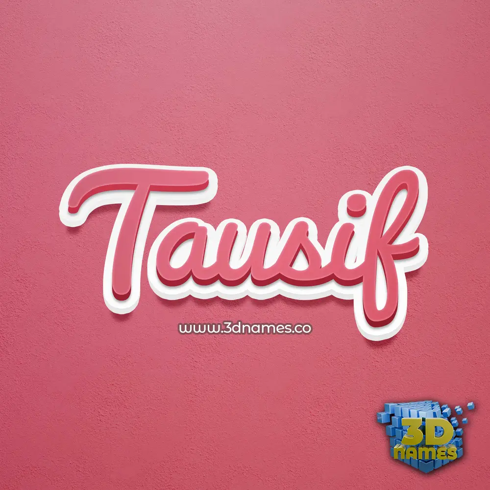 tausif in Red Scribble style - 3D name wallpaper