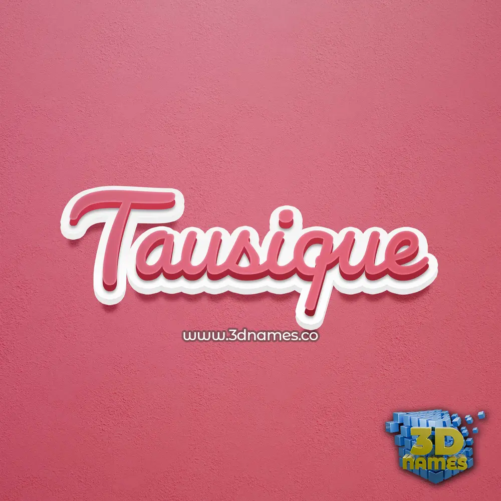 tausique in Red Scribble style - 3D name wallpaper