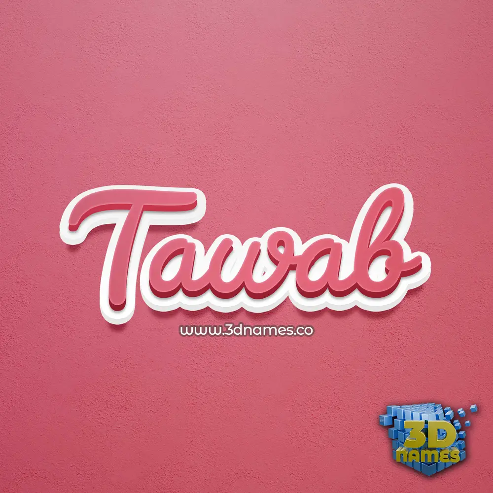 tawab in Red Scribble style - 3D name wallpaper
