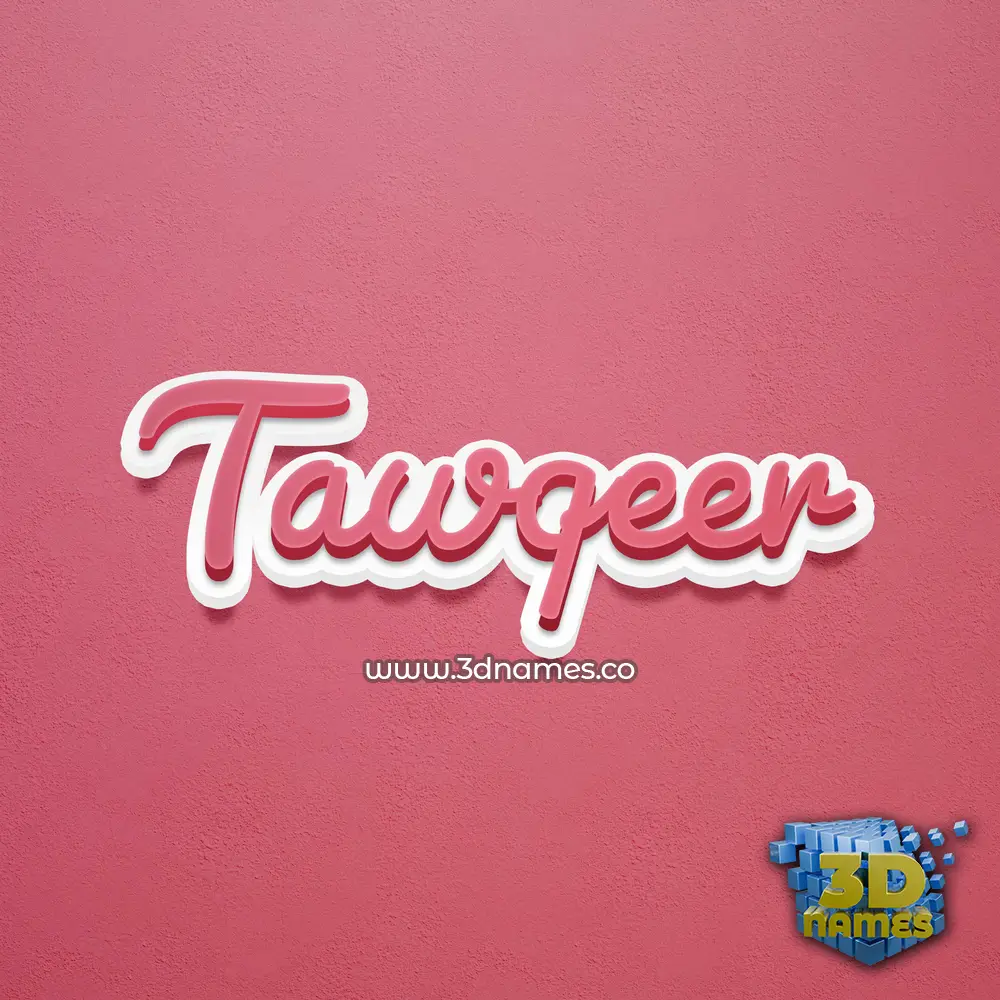tawqeer in Red Scribble style - 3D name wallpaper