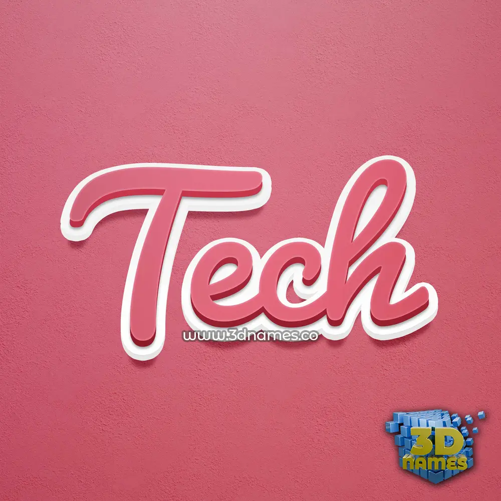 tech in Red Scribble style - 3D name wallpaper