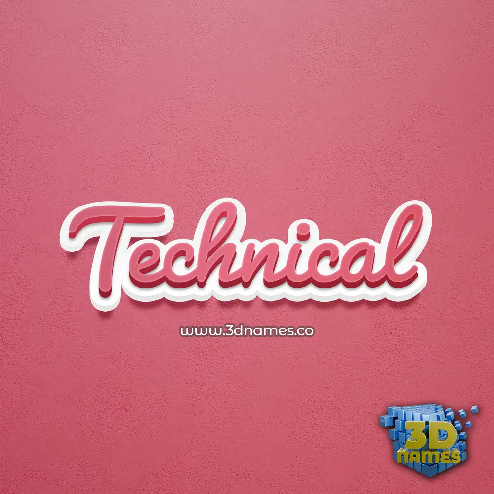 technical in Red Scribble style - 3D name wallpaper