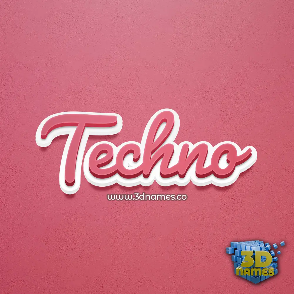 techno in Red Scribble style - 3D name wallpaper