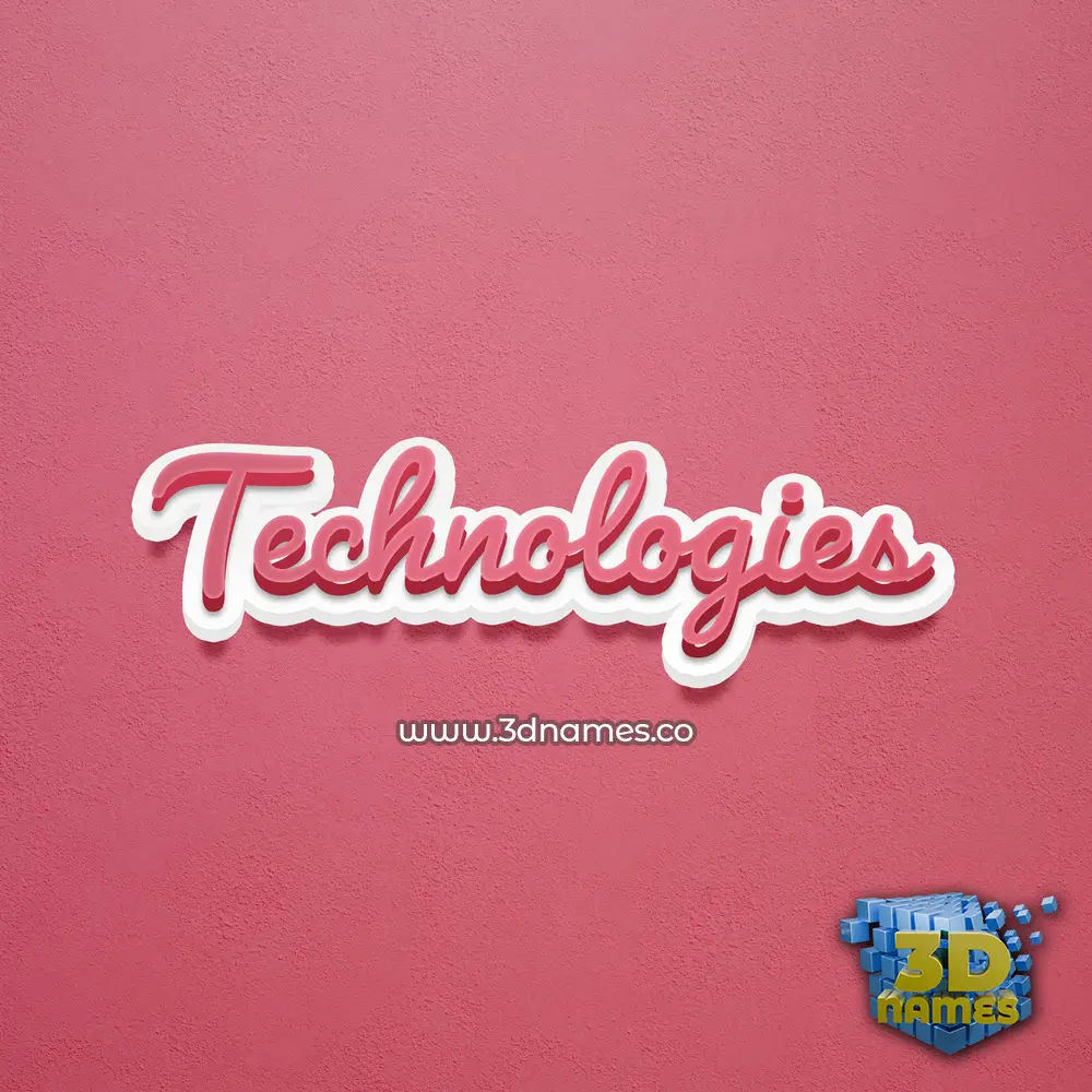 technologies in Red Scribble style - 3D name wallpaper