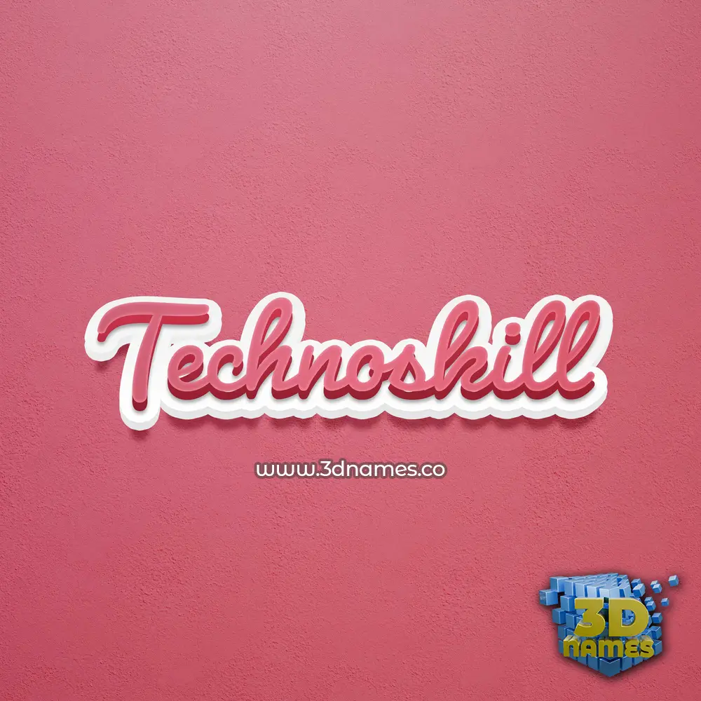 technoskill in Red Scribble style - 3D name wallpaper