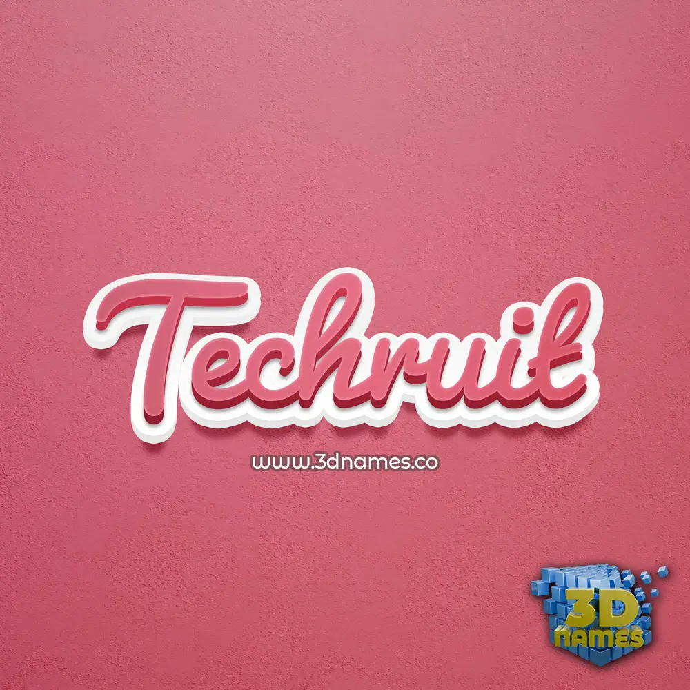 techruit in Red Scribble style - 3D name wallpaper