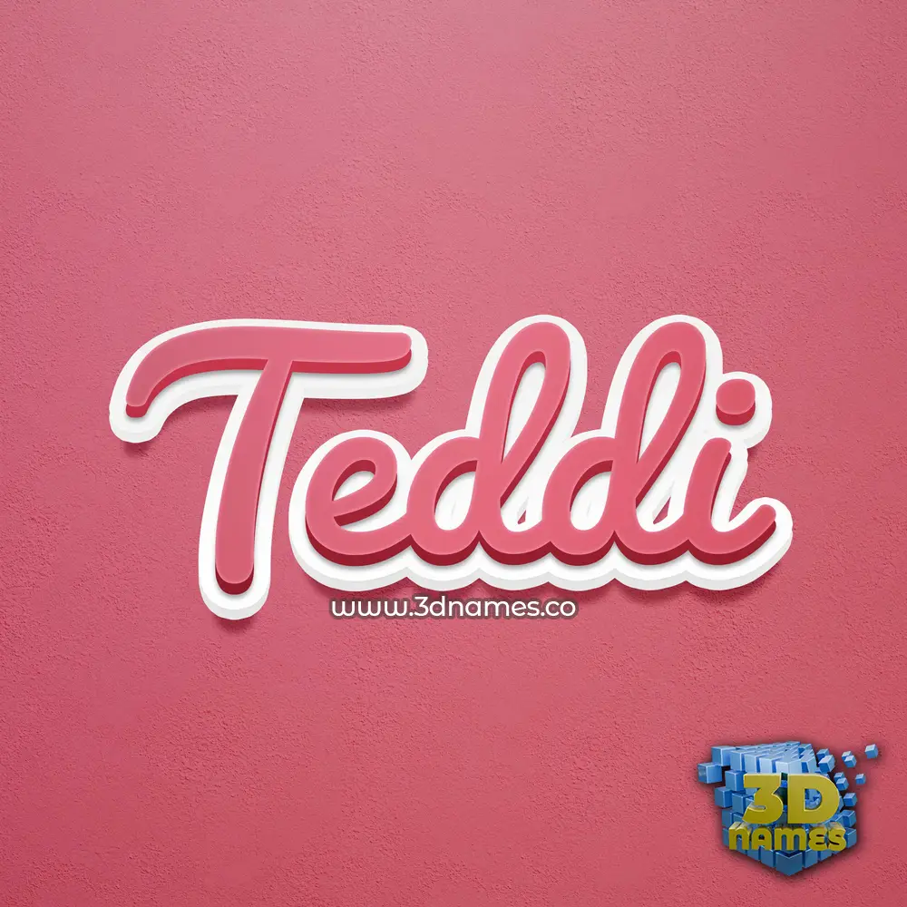 teddi in Red Scribble style - 3D name wallpaper