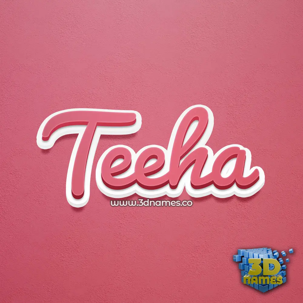 teeha in Red Scribble style - 3D name wallpaper