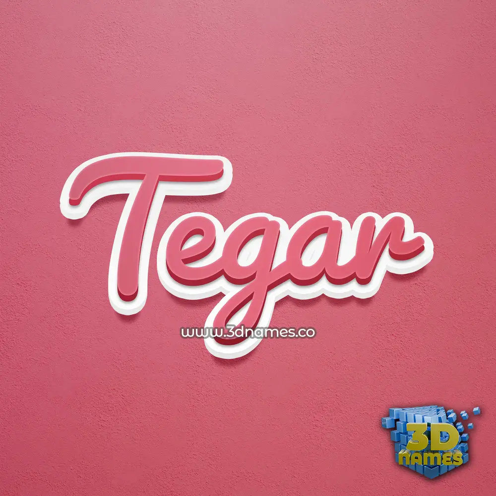 tegar in Red Scribble style - 3D name wallpaper