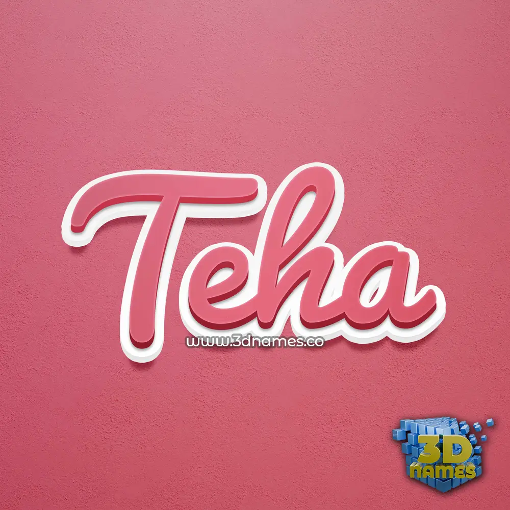 teha in Red Scribble style - 3D name wallpaper