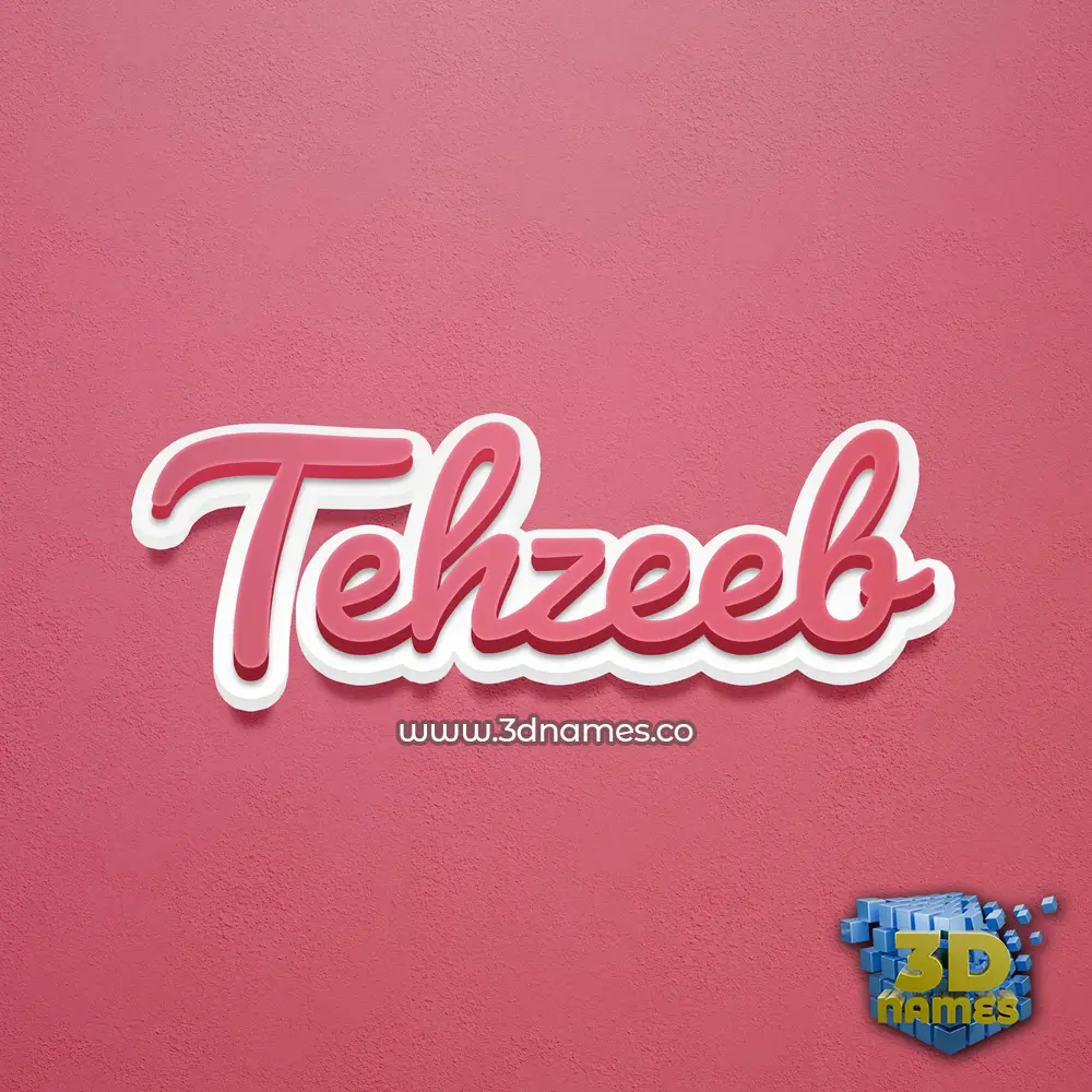 tehzeeb in Red Scribble style - 3D name wallpaper
