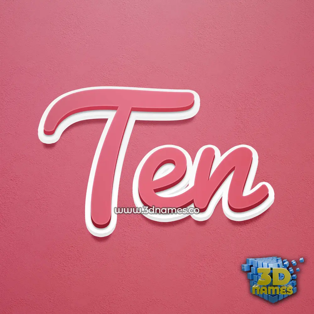 ten in Red Scribble style - 3D name wallpaper