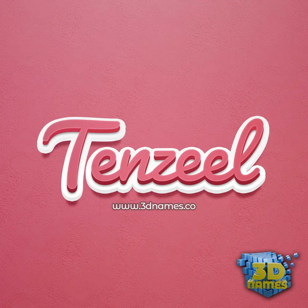 tenzeel in Red Scribble style - 3D name wallpaper