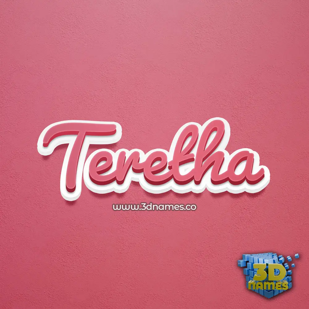 teretha in Red Scribble style - 3D name wallpaper
