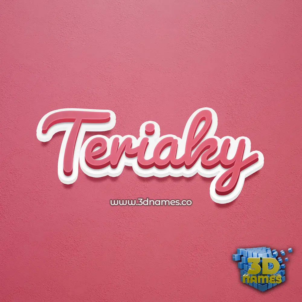 teriaky in Red Scribble style - 3D name wallpaper