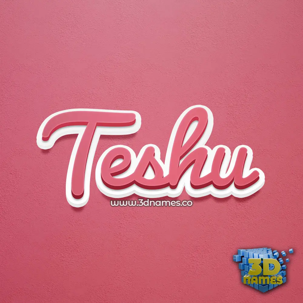 teshu in Red Scribble style - 3D name wallpaper