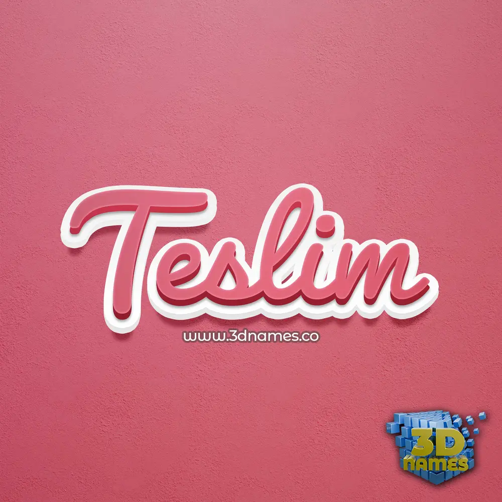 teslim in Red Scribble style - 3D name wallpaper