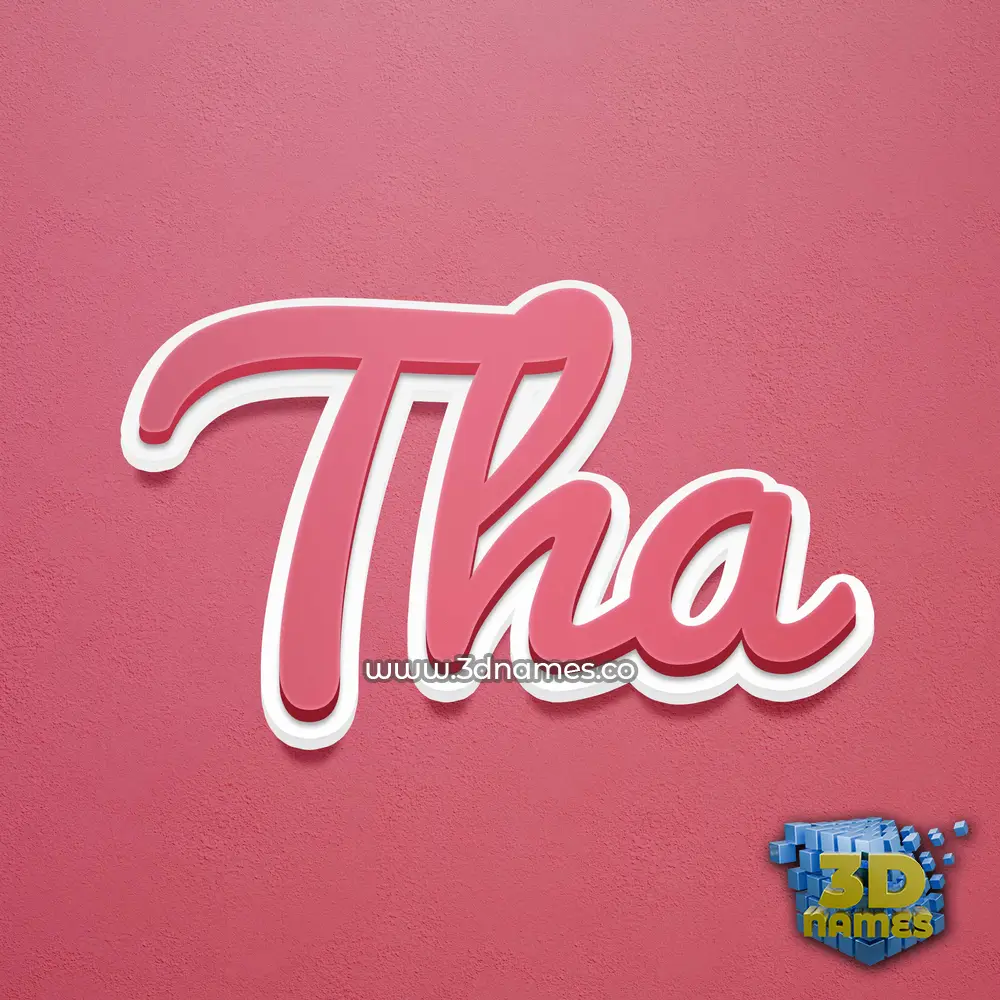 tha in Red Scribble style - 3D name wallpaper