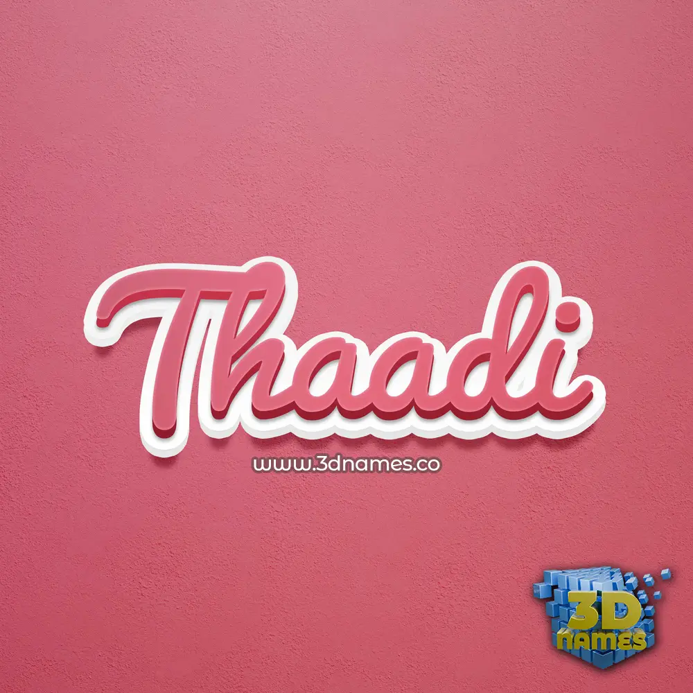 thaadi in Red Scribble style - 3D name wallpaper