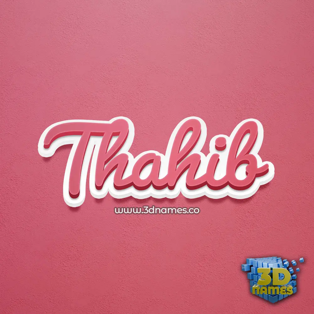 thahib in Red Scribble style - 3D name wallpaper