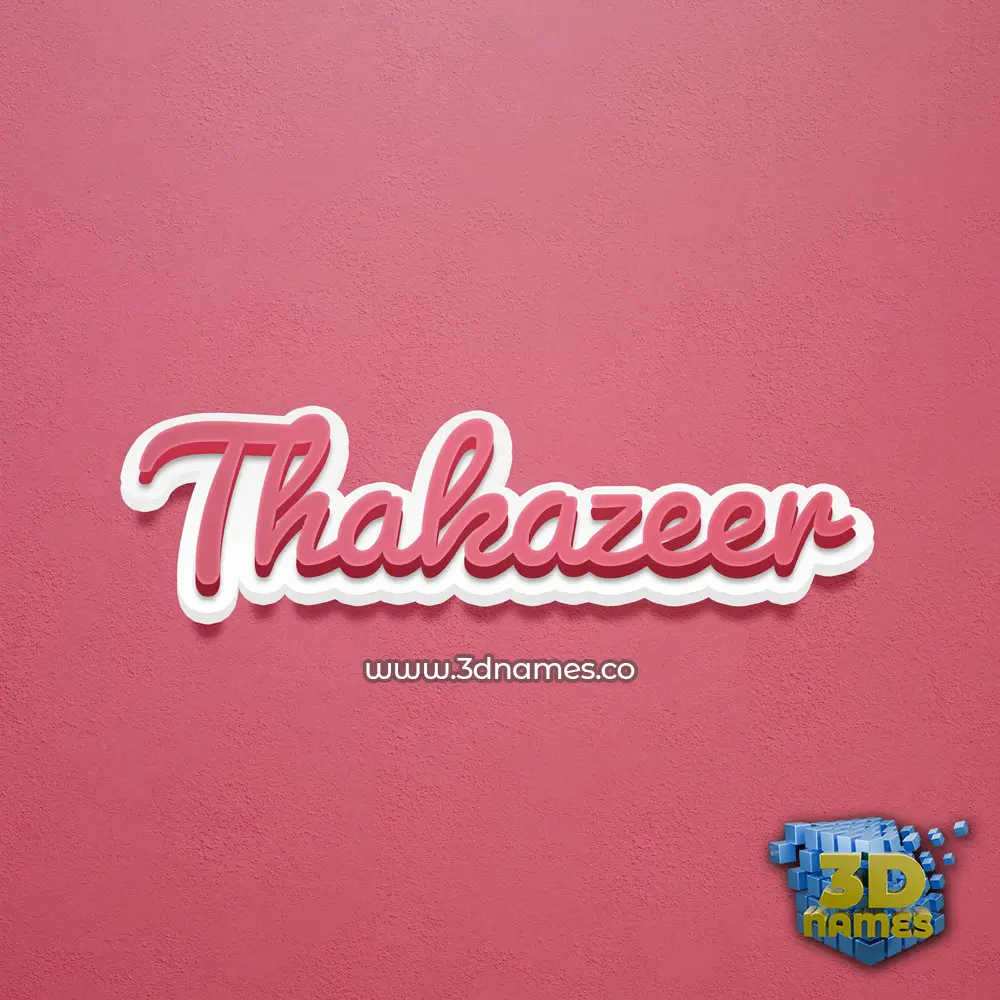 thakazeer in Red Scribble style - 3D name wallpaper