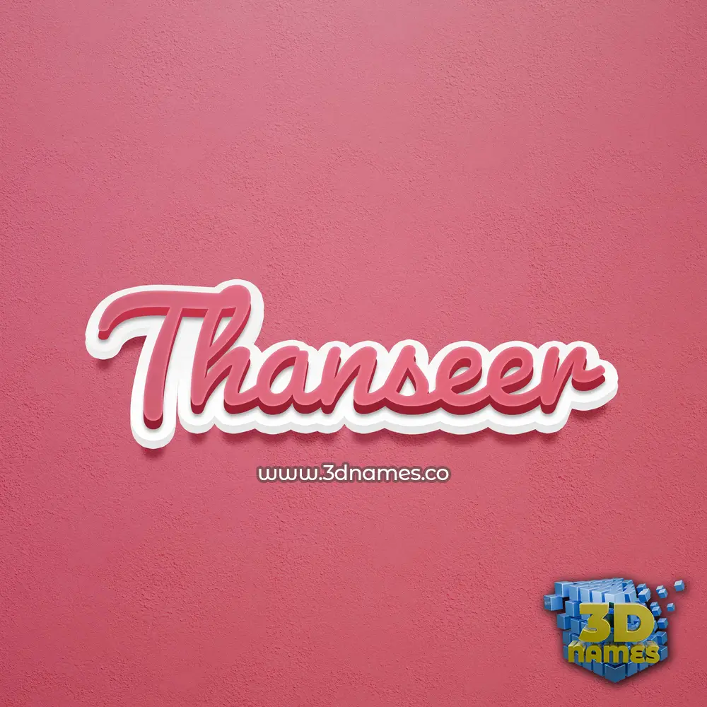 thanseer in Red Scribble style - 3D name wallpaper