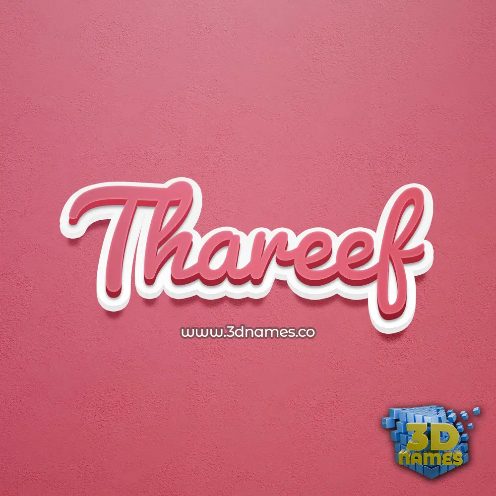 thareef in Red Scribble style - 3D name wallpaper
