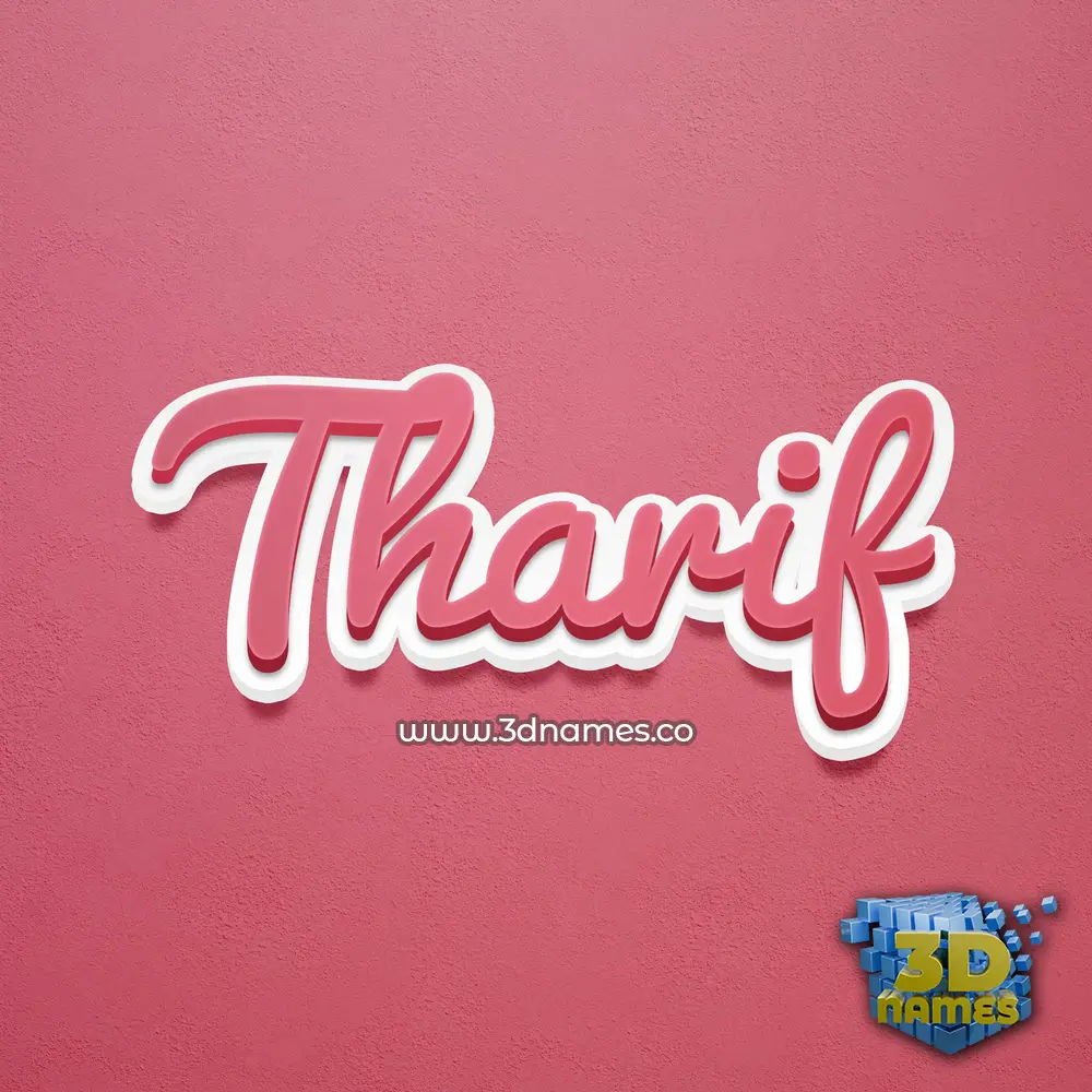 tharif in Red Scribble style - 3D name wallpaper