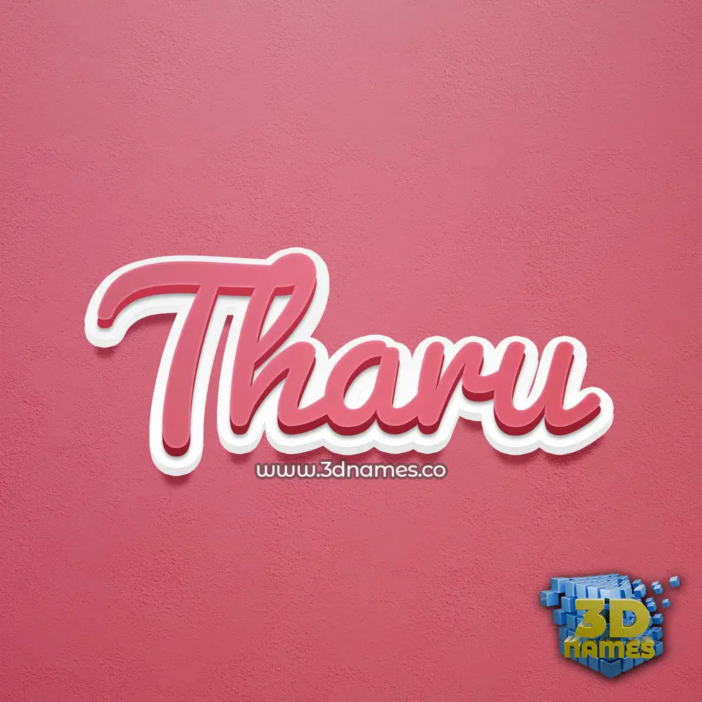 tharu in Red Scribble style - 3D name wallpaper
