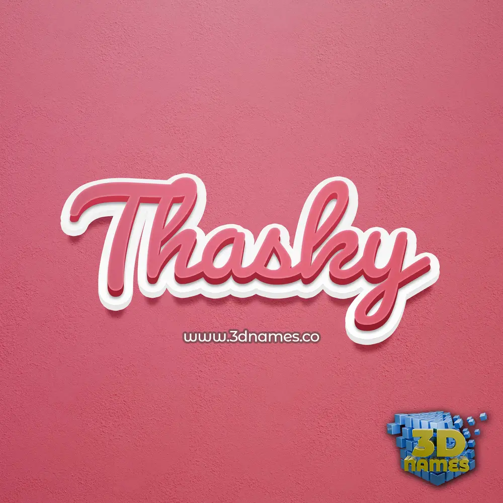 thasky in Red Scribble style - 3D name wallpaper