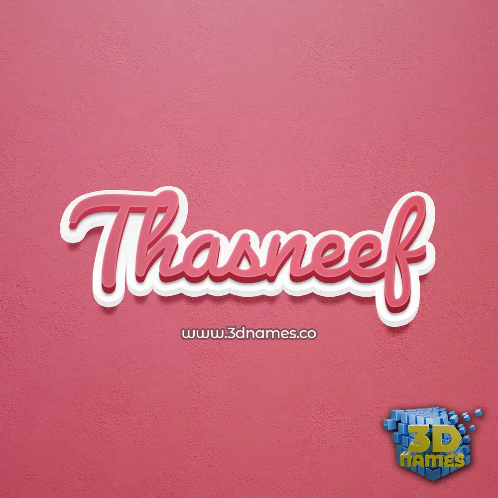 thasneef in Red Scribble style - 3D name wallpaper