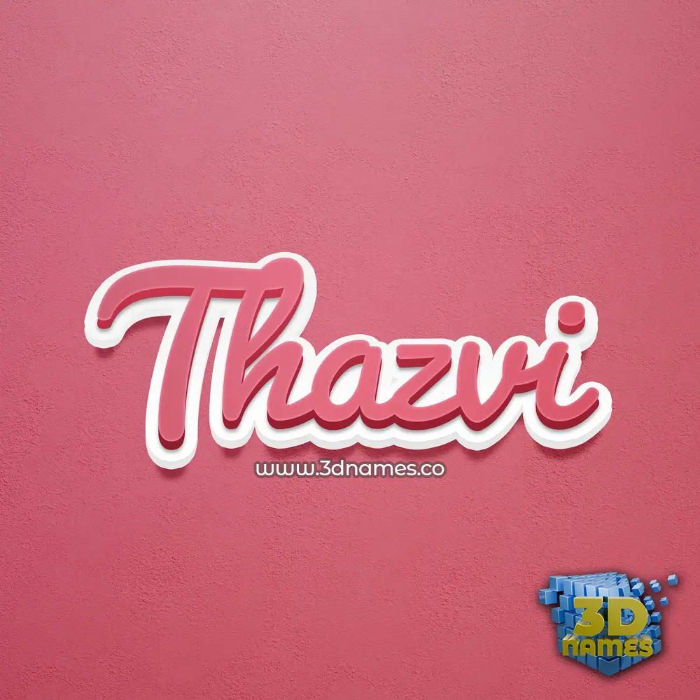 thazvi in Red Scribble style - 3D name wallpaper