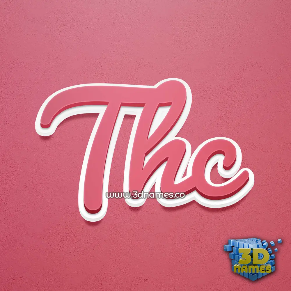 thc in Red Scribble style - 3D name wallpaper