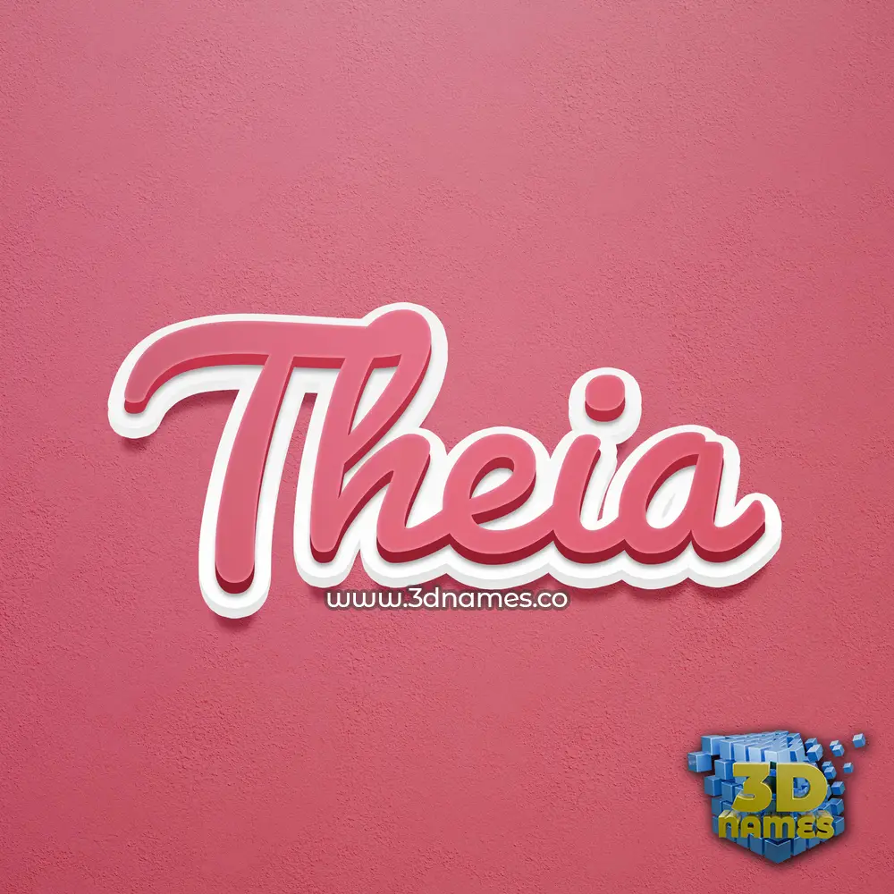 theia in Red Scribble style - 3D name wallpaper