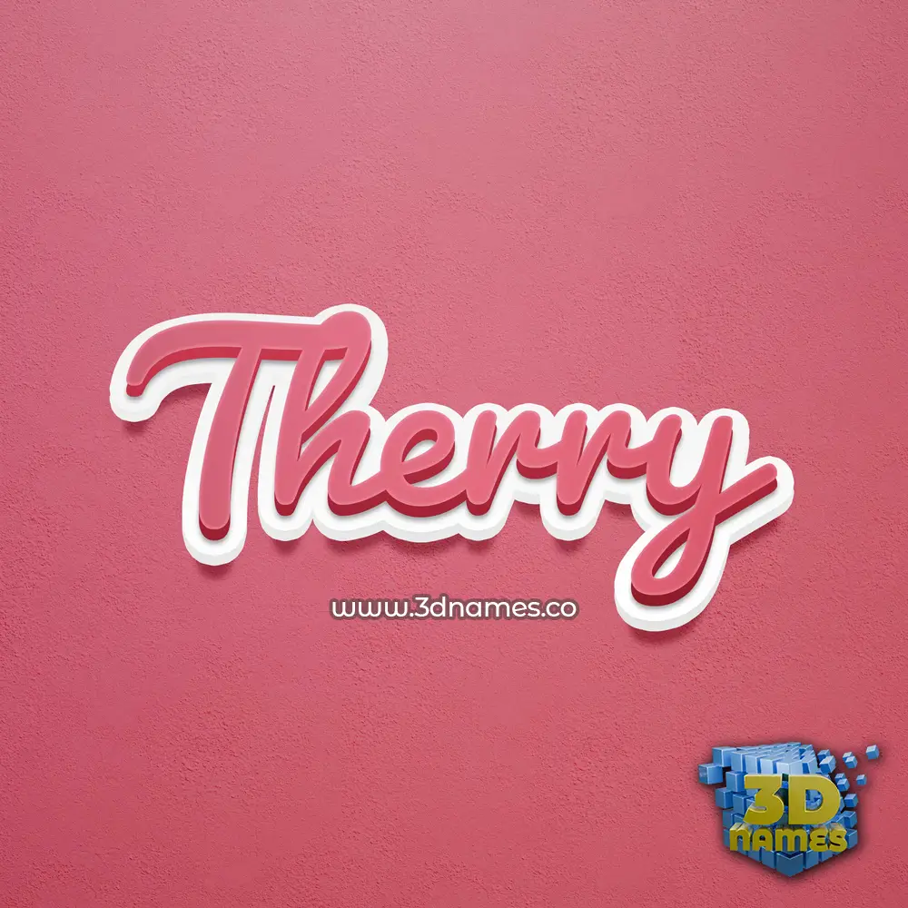 therry in Red Scribble style - 3D name wallpaper
