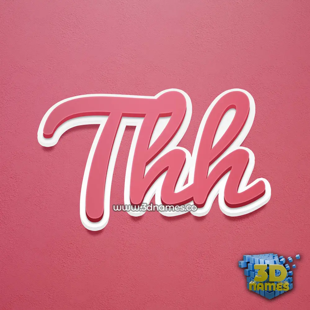 thh in Red Scribble style - 3D name wallpaper