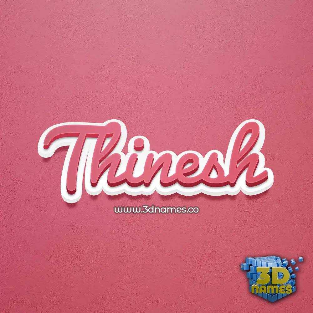 thinesh in Red Scribble style - 3D name wallpaper