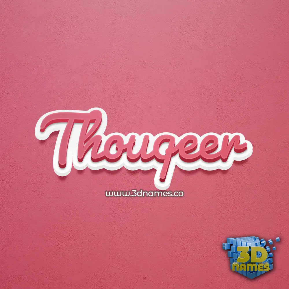 thouqeer in Red Scribble style - 3D name wallpaper