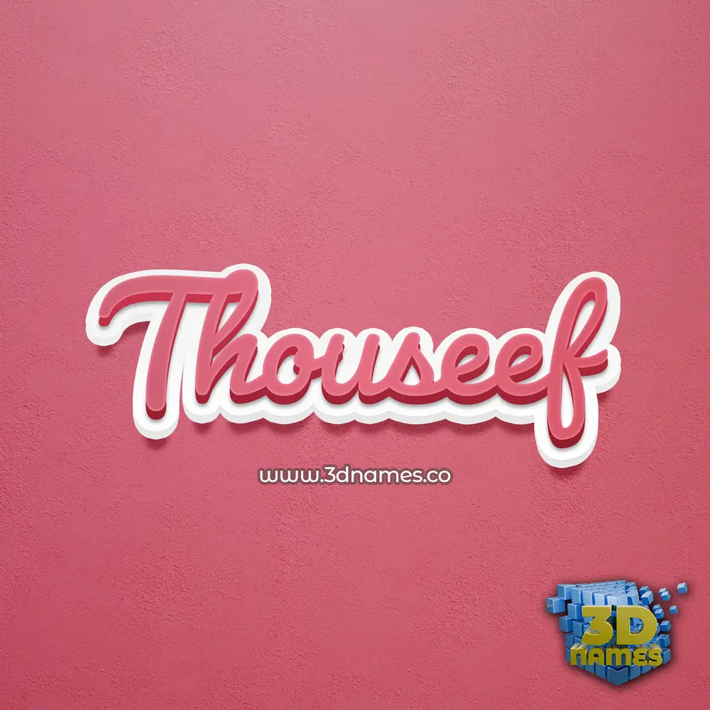 thouseef in Red Scribble style - 3D name wallpaper
