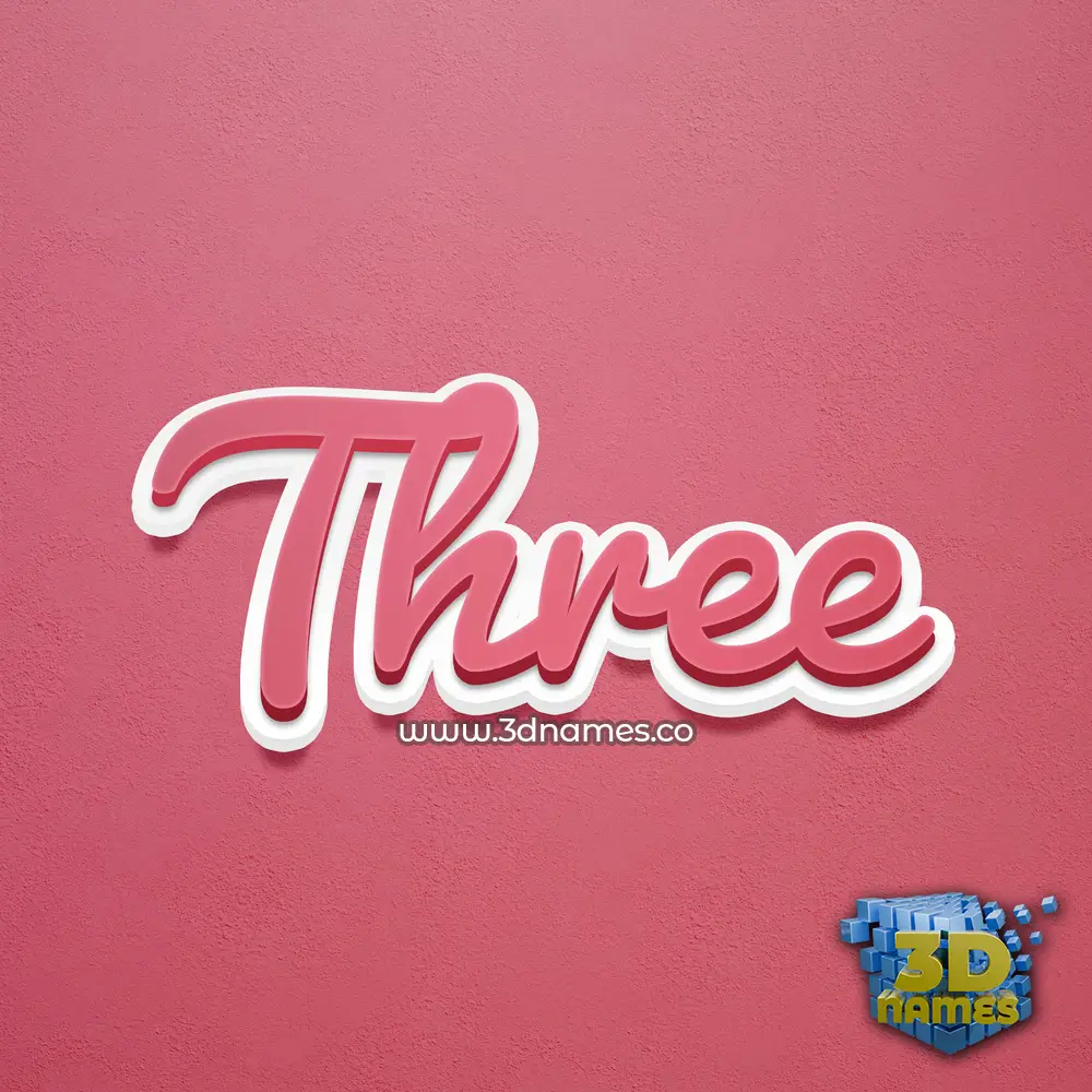 three in Red Scribble style - 3D name wallpaper