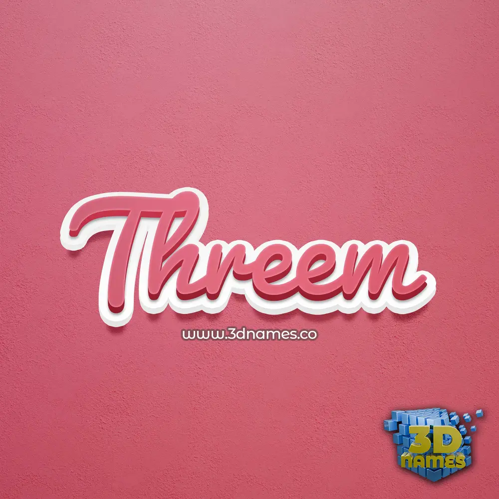 threem in Red Scribble style - 3D name wallpaper