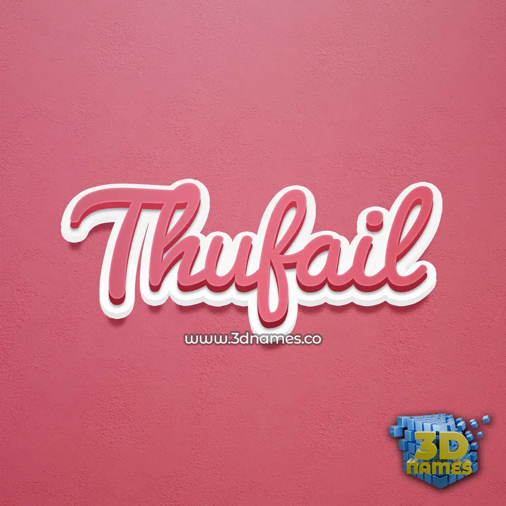 thufail in Red Scribble style - 3D name wallpaper