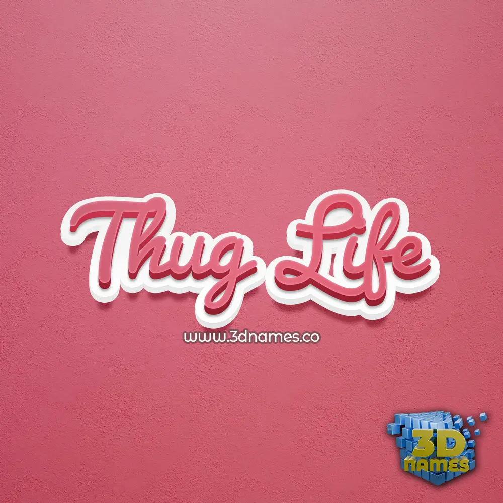 thug life in Red Scribble style - 3D name wallpaper