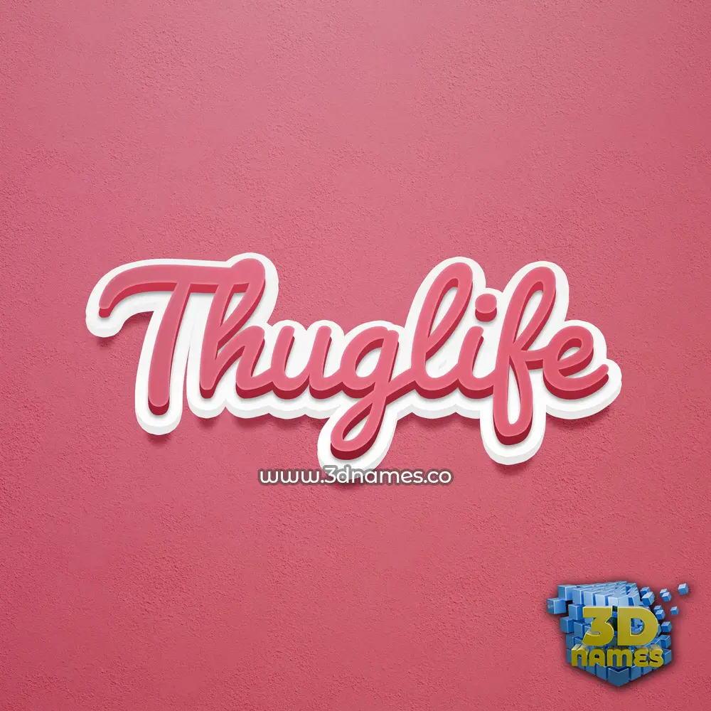 thuglife in Red Scribble style - 3D name wallpaper