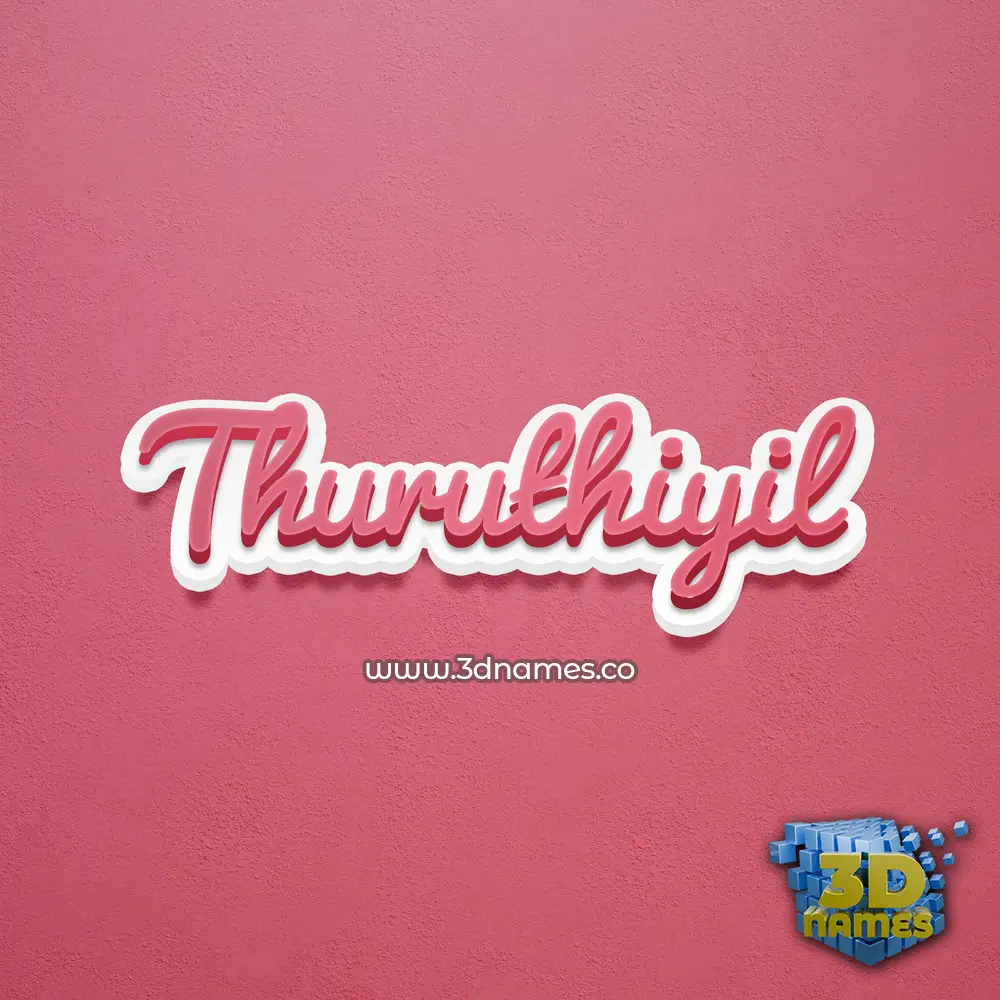 thuruthiyil in Red Scribble style - 3D name wallpaper