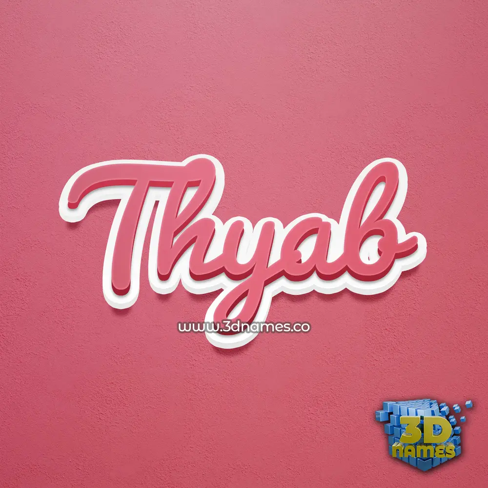 thyab in Red Scribble style - 3D name wallpaper