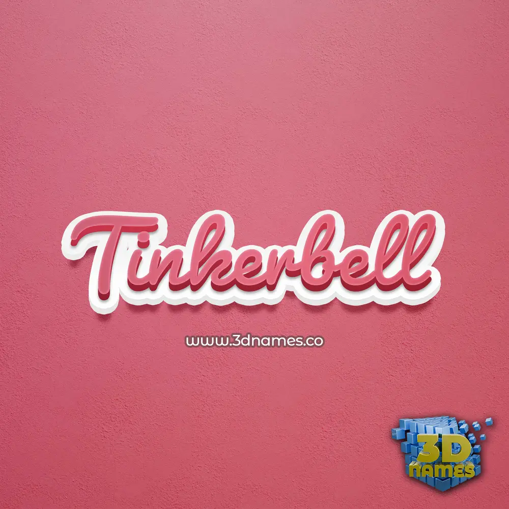 tinkerbell in Red Scribble style - 3D name wallpaper
