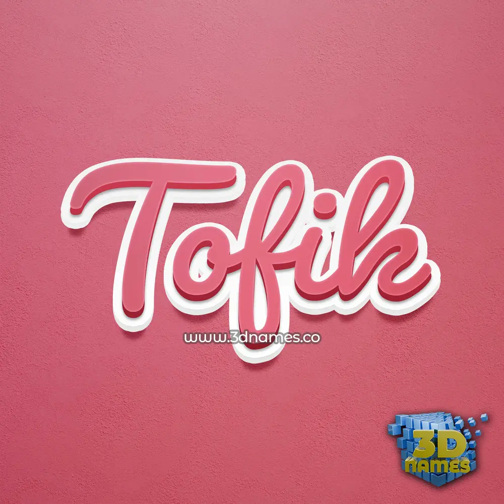 tofik in Red Scribble style - 3D name wallpaper