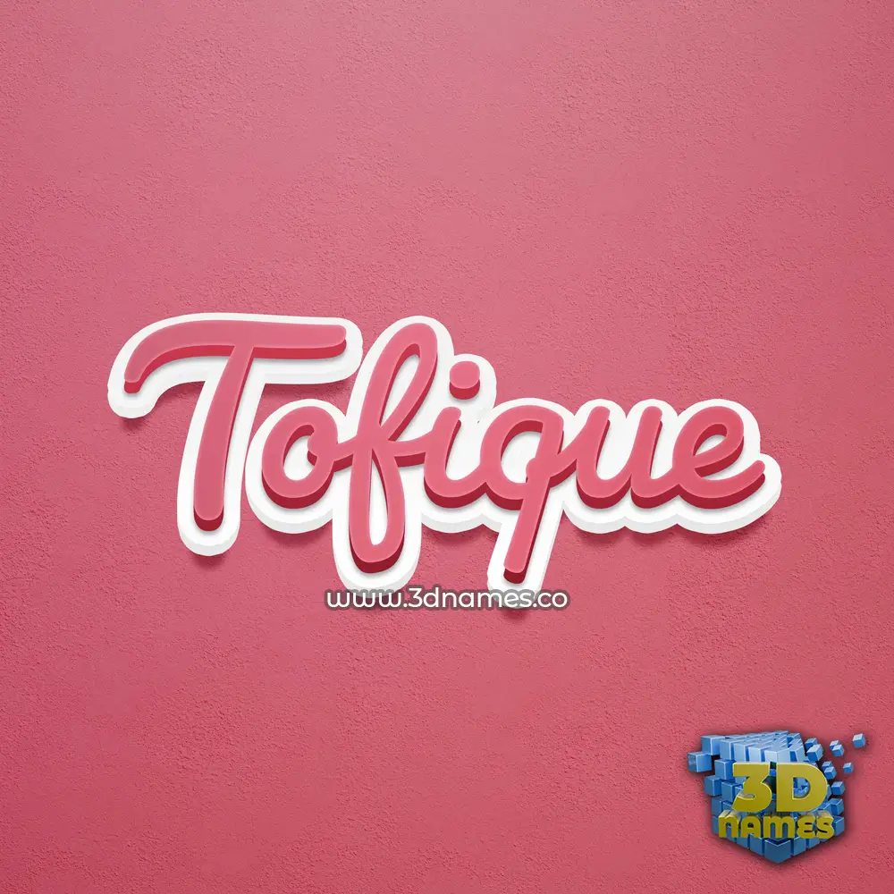 tofique in Red Scribble style - 3D name wallpaper